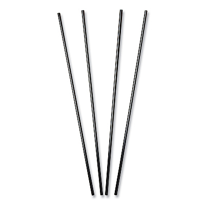 AmerCareRoyal Sip Straws, 7.5", Plastic, Black, 10,000/Carton (RPPS1525BK7)