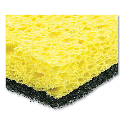 AmerCareRoyal Heavy-Duty Scrubbing Sponge, 3.5 x 6, 0.85" Thick, Yellow/Green, 20/Carton (RPPS740C20)