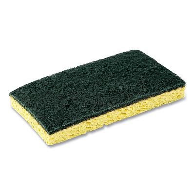 AmerCareRoyal Heavy-Duty Scrubbing Sponge, 3.5 x 6, 0.85" Thick, Yellow/Green, 20/Carton (RPPS740C20)
