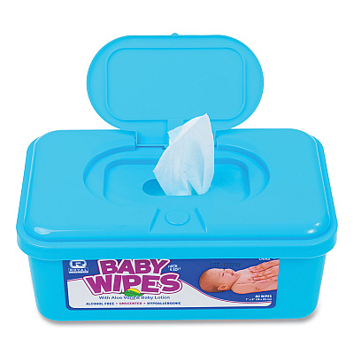 AmerCareRoyal Baby Wipes Tub, Unscented, White, 80/Tub, 12 Tubs/Carton (RPPRPBWU80)