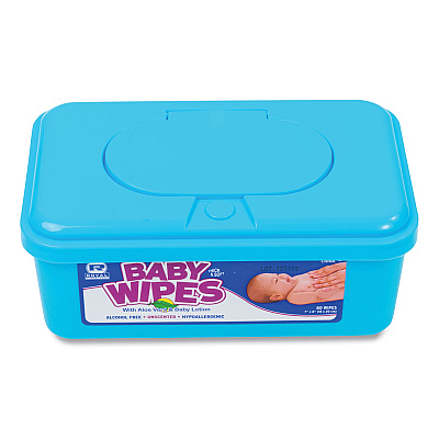 AmerCareRoyal Baby Wipes Tub, Unscented, White, 80/Tub, 12 Tubs/Carton (RPPRPBWU80)
