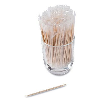 AmerCareRoyal Mint Cello-Wrapped Wood Toothpicks, 2.5", Natural, 1,000/Box, 15 Boxes/Carton (RPPRM115)