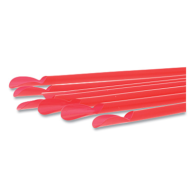 AmerCareRoyal Jumbo Spoon Straw, 10.25", Plastic, Red, 300/Pack, 18 Packs/Carton (RPPRJSS10)