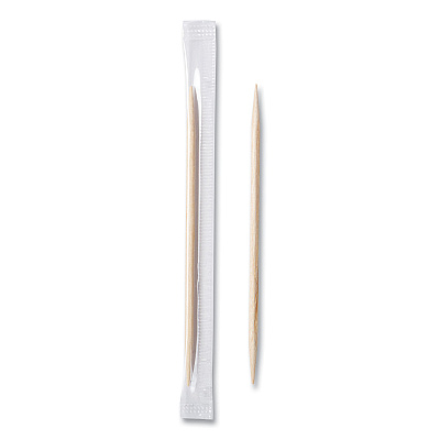 AmerCareRoyal Cello-Wrapped Round Wood Toothpicks, 2.5", Natural, 1,000/Box, 15 Boxes/Carton (RPPRIW15)