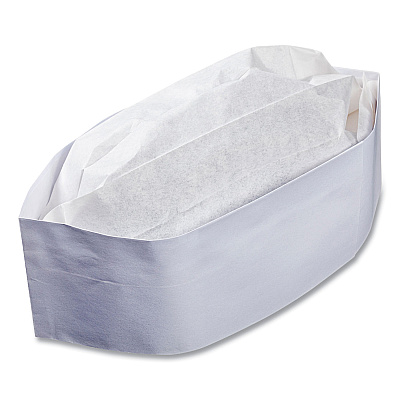 AmerCareRoyal Classy Cap, Crepe Paper, Adjustable, One Size Fits All, White, 100 Caps/Pack, 10 Packs/Carton (RPPRCC2W)