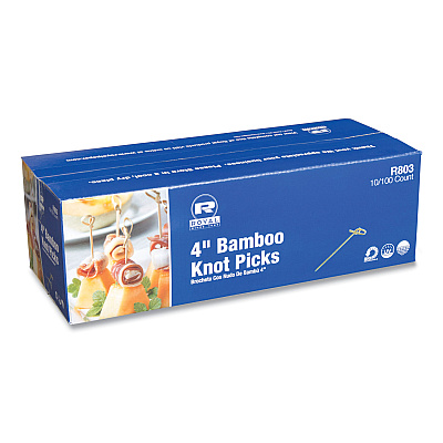 AmerCareRoyal Knotted Bamboo Pick, Natural, 4", 100 Pack, 10 Packs/Carton (RPPR803)