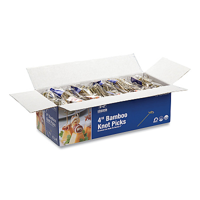 AmerCareRoyal Knotted Bamboo Pick, Natural, 4", 100 Pack, 10 Packs/Carton (RPPR803)