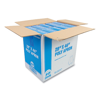 AmerCareRoyal Poly Apron, 28 x 46,  One Size Fits All, White, 100/Pack, 10 Packs/Carton (RPPDA2846)