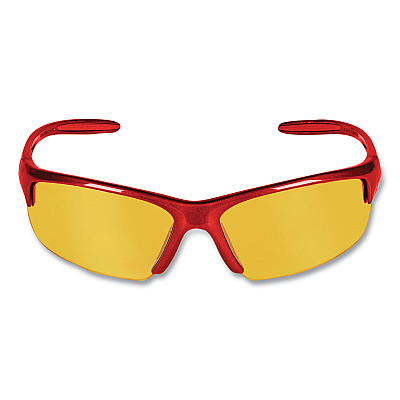 KleenGuard Equalizer Safety Glasses, Red Frames, Amber/Yellow Lens, 12/Box (KCC21299)