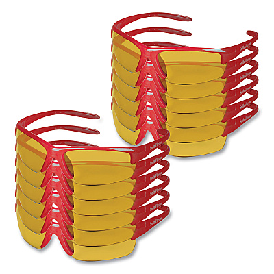 KleenGuard Equalizer Safety Glasses, Red Frames, Amber/Yellow Lens, 12/Box (KCC21299)