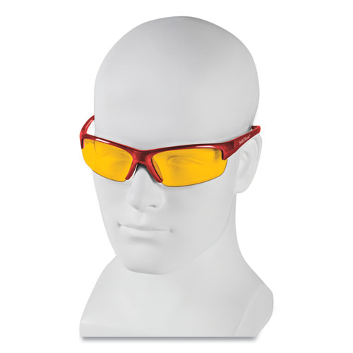 KleenGuard Equalizer Safety Glasses, Red Frames, Amber/Yellow Lens, 12/Box (21299)