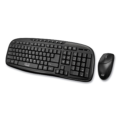 Adesso Wkb1330cb Wireless Desktop Keyboard And Mouse Combo, 2.4 Ghz Frequency/30 Ft Wireless Range, Black