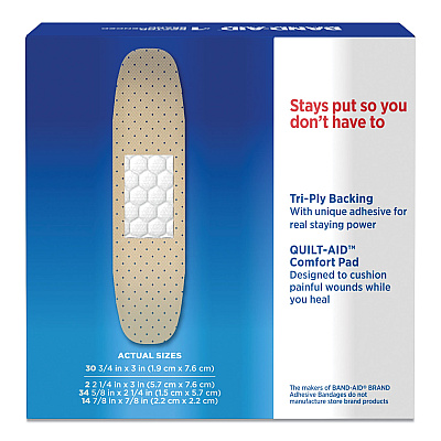 BAND-AID Tru-Stay Sheer Strips Adhesive Bandages, Assorted, 80/Box (JOJ4669)