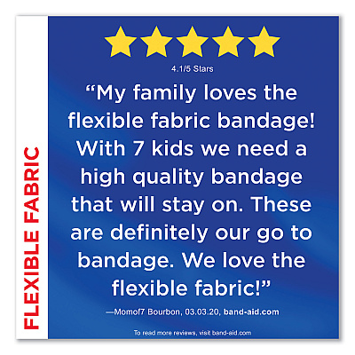 BAND-AID Flexible Fabric Adhesive Bandages, Assorted, 100/Box (JOJ11507800)
