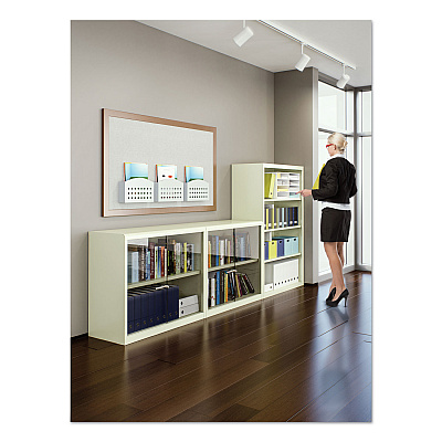 Tennsco Metal Bookcase, Three-Shelf, 34.5w x 13.5d x 40h, Putty (TNNB42PY)