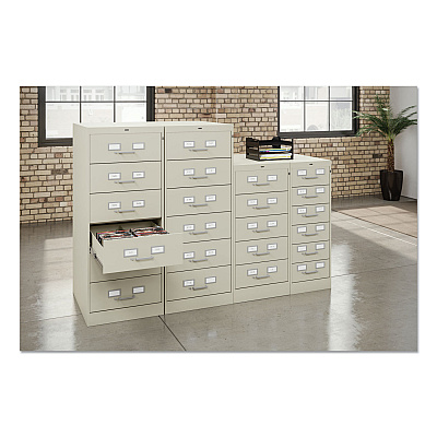 Tennsco Seven-Drawer Multimedia/Card File Cabinet, Black, 19.13" x 28.5" x 52" (TNNCF758BK)