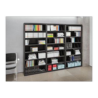 Tennsco Fixed Shelf Open-Format Lateral File for End-Tab Folders, 6 Legal/Letter File Shelves, Light Gray, 36" x 16.5" x 75.25" (TNNFS360LGY)