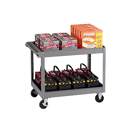 Tennsco Two-Shelf Metal Cart, Metal, 2 Shelves, 500 lb Capacity, 24" x 36" x 32", Gray (TNNSC2436)