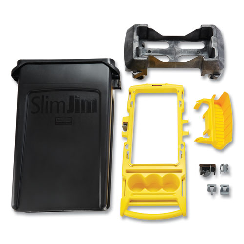 Slim Jim Single-Stream Cleaning Cart Kit, Plastic, 1 Bin, 14.10" x 34.3" x 35.8", Black/Yellow (2032954)