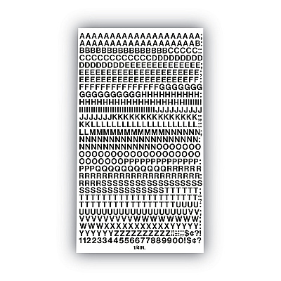Chartpak Press-On Vinyl Letters and Numbers, Self Adhesive, Black, 0.25"h, 610/Pack (CHA01000)