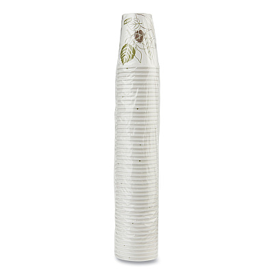 Dixie Pathways Paper Hot Cups, 8 oz, White/Green, 50/Pack (DXE2338PATHPK)
