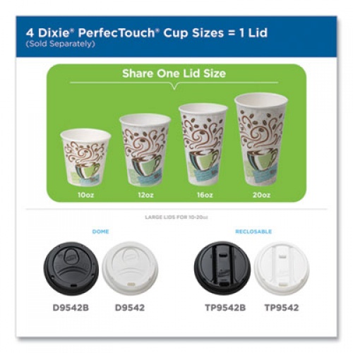 Dixie PerfecTouch Paper Hot Cups, 12 oz, Coffee Haze Design, 50/Pack (5342CDPK)