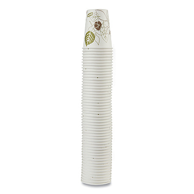Dixie Pathways Paper Hot Cups, 8 oz, White/Green, 50/Pack (DXE2338PATHPK)