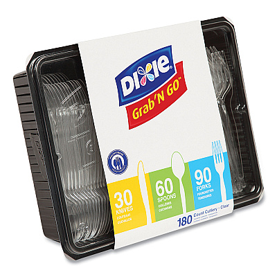 Dixie Heavyweight Polystyrene Cutlery, Clear, Knives/Spoons/Forks, 180/Pack, 10 Packs/Carton (DXECH0369DX7)