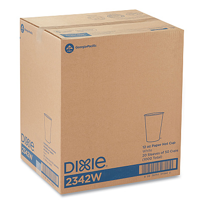 Dixie Paper Hot Cups, 12 oz, White, 50/Sleeve, 20 Sleeves/Carton (DXE2342W)
