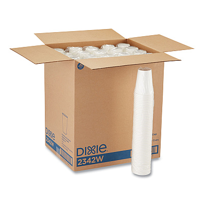 Dixie Paper Hot Cups, 12 oz, White, 50/Sleeve, 20 Sleeves/Carton (DXE2342W)