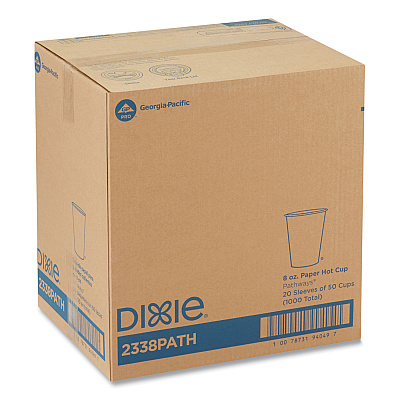 Dixie Pathways Paper Hot Cups, 8 oz, White/Green, 50/Pack (DXE2338PATHPK)