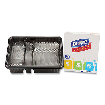 Dixie Heavyweight Polystyrene Cutlery, Clear, Knives/Spoons/Forks, 180/Pack, 10 Packs/Carton (DXECH0369DX7)
