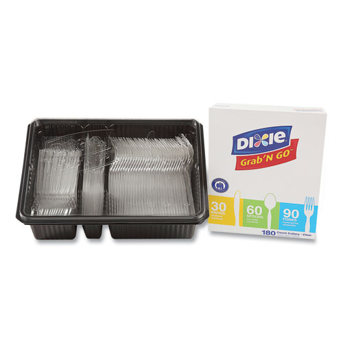 Dixie Heavyweight Polystyrene Cutlery, Clear, Knives/Spoons/Forks, 180/Pack, 10 Packs/Carton (CH0369DX7)