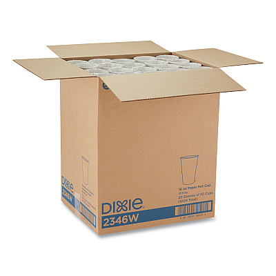 Dixie Paper Hot Cups, 16 oz, White, 50/Sleeve, 20 Sleeves/Carton (DXE2346W)