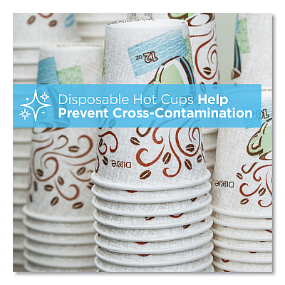 Dixie PerfecTouch Paper Hot Cups, 10 oz, Coffee Haze Design, 50 Sleeve, 20 Sleeves/Carton (DXE92959)