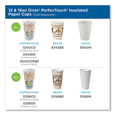 Dixie PerfecTouch Paper Hot Cups, 10 oz, Coffee Haze Design, 50 Sleeve, 20 Sleeves/Carton (DXE92959)