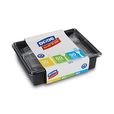 Dixie Combo Pack, Tray with Clear Plastic Utensils, 90 Forks, 30 Knives, 60 Spoons (DXECH0369DX7PK)