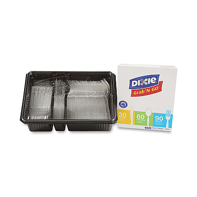 Dixie Combo Pack, Tray with Clear Plastic Utensils, 90 Forks, 30 Knives, 60 Spoons (DXECH0369DX7PK)