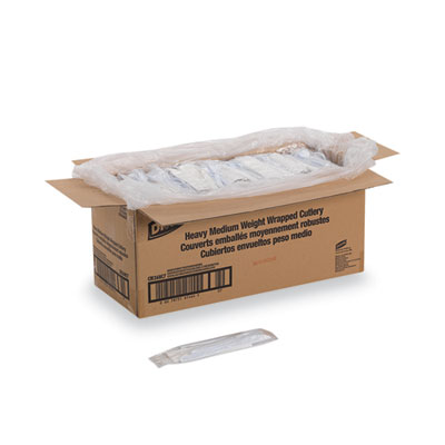 Dixie Wrapped Tableware/Napkin Packets, Fork/Knife/Spoon/Napkin, White, 250/Carton (DXECM26NC7)