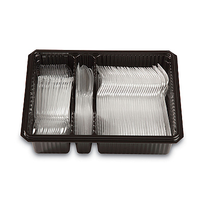 Dixie Combo Pack, Tray with Clear Plastic Utensils, 90 Forks, 30 Knives, 60 Spoons (DXECH0369DX7PK)