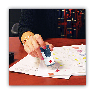 ACCUSTAMP Pre-Inked Round Stamp with Microban, Star, 0.63" dia, Red (COS030726)