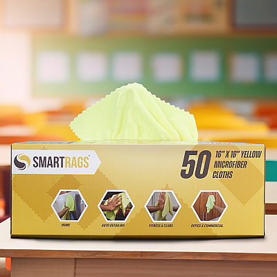 Smartrags Xl Microfiber 35 Gram 16x16 Yellow, Pack Of 50 (PNP-M931-Y)