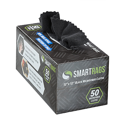Smart Rags Microfiber Cloths 12x12 Black, Case Of 400 (M950BLK)