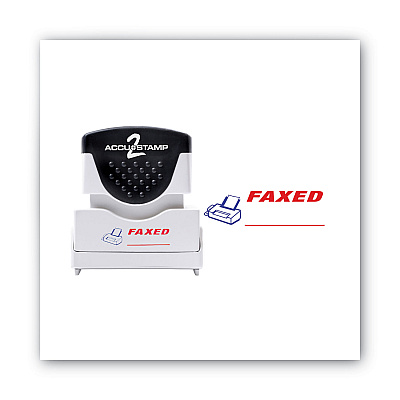 ACCUSTAMP2 Pre-Inked Shutter Stamp, Red/Blue, FAXED, 1.63 x 0.5 (COS035533)