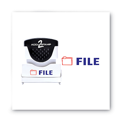 ACCUSTAMP2 Pre-Inked Shutter Stamp, Red/Blue, FILE, 1.63 x 0.5 (COS035534)
