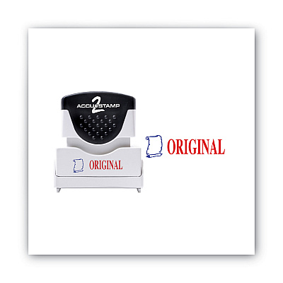 ACCUSTAMP2 Pre-Inked Shutter Stamp, Red/Blue, ORIGINAL, 1.63 x 0.5 (COS035540)