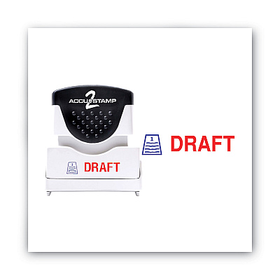 ACCUSTAMP2 Pre-Inked Shutter Stamp, Red/Blue, DRAFT, 1.63 x 0.5 (COS035542)