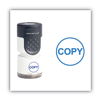ACCUSTAMP Pre-Inked Round Stamp, COPY, 0.63" dia, Blue (COS035653)