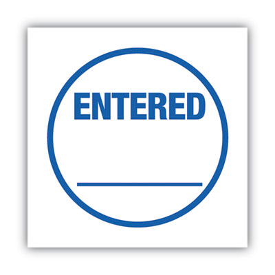 ACCUSTAMP Pre-Inked Round Stamp, ENTERED, 0.63" dia, Blue (COS035656)