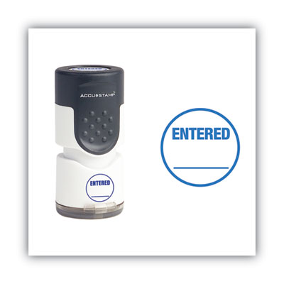 ACCUSTAMP Pre-Inked Round Stamp, ENTERED, 0.63" dia, Blue (COS035656)